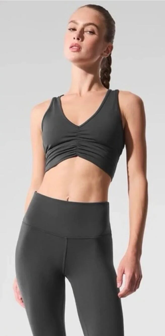 Alo Yoga Sports Bra Womens XS Wild Thing Racerback Gray Gym Pilates Athleisure